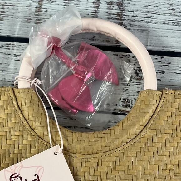 Juicy Couture Woven Straw Wicker Women’s Tote Bag Beige Handbag w/ Ribbon - Picture 2 of 9